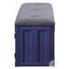 Cargo Gray Fabric and Blue 56" Upholstered Bench with Storage