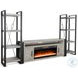 Industrial Hearth Gray 126" Media Wall with Crystal Fireplace Insert