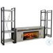 Industrial Hearth Gray 126" Media Wall with Log Fireplace Insert