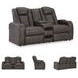Fyne Dyme Shadow Power Reclining Console Loveseat with Adjustable Headrest