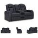 Fyne Dyme Sapphire Power Reclining Console Loveseat with Adjustable Headrest