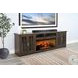 Glass Haven Dark Brown 98" Media Console with Electric Fireplace