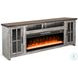 Prismfire Nest Tobacco Leaf and Alpine Gray 79" Media Console with Crystal Fireplace Insert