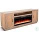 Cane Hearth Natural 78" Media Console with Crystal Fireplace Insert