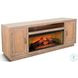 Cane Hearth Natural 78" Media Console with Log Fireplace Insert