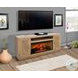 Cane Hearth Natural 78" Media Console with Log Fireplace Insert