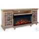 Emberwood Elegance Natural 72" Media Console with Electric Fireplace