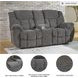Foreside Charcoal Double Performance Fabric 76" Reclining Console Loveseat