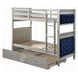 Varian Blue and Silver Twin Over Twin Upholstered Bunk Bed with Nailhead Trim