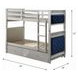 Varian Blue and Silver Twin Over Twin Upholstered Bunk Bed with Nailhead Trim