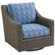 Cypress Point Ocean Terrace Blue Upholstered Swivel Glider Outdoor Accent Chair