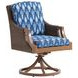 Harbor Isle Blue and White Upholstered Outdoor Swivel Rocker Dining Chair