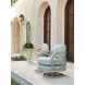 Silver Sands Blue and White Upholstered Outdoor Occasional Swivel Chair