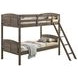 Flynn Weathered Brown Twin Over Twin Bunk Bed with Matresses