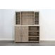 Rowan Light Gray 4 Door Bar Cabinet with Hutch and USB Charging