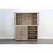 Rowan Light Gray 4 Door Bar Cabinet with Hutch and USB Charging
