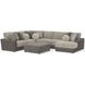 Canyon Umber 5 Piece Modular RAF Chaise Sectional with Pillows