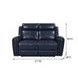 Jonathan Blue Leather 61" Lay Flat Power Reclining Loveseat with Power Headrest and USB Charging