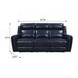 Jonathan Blue Leather 82" Lay Flat Power Reclining Sofa with Power Headrest and USB Charging