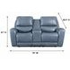 Bel Air Persian Blue Leather 76" Lay Flat Power Reclining Console Loveseat with Power Headrest and USB Charging