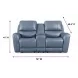 Bel Air Persian Blue Leather 76" Lay Flat Power Reclining Console Loveseat with Power Headrest and USB Charging