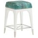 Northbrook Avondale Blue and Gray Leather Upholstered Alabaster Counter Height Stool with Nailhead Trim