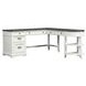 Allyson Park Wirebrushed White and Charcoal 3 Piece L- Desk Set with USB Charging