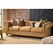 Berkely Winchester Sandstone 97" Leather Sofa with Pillows and Nailhead Trim