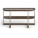 Elora Walnut and Tarnished Silver Demilune Glass Top Sofa Table