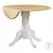 Allison Natural Brown And White Drop Leaf Round Dining Table