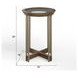 Elora Walnut and Tarnished Silver Round Glass Top Accent Table