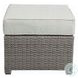 Salena Beige Fabric and Gray Wicker Patio Sofa with 2 Pillows and Rectangular Ottoman