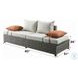 Salena Beige Fabric and Gray Wicker Patio Sofa with 2 Pillows and Rectangular Ottoman