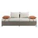Salena Beige Fabric and Gray Wicker Patio Sofa with 2 Pillows and Rectangular Ottoman