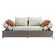 Salena Beige Fabric and Gray Wicker Patio Sofa with 2 Pillows and Rectangular Ottoman