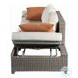 Salena Beige Fabric and Gray Wicker Patio Sofa with 2 Pillows and Rectangular Ottoman