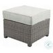Salena Beige Fabric and Gray Wicker Patio Sofa with 2 Pillows and Rectangular Ottoman