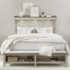 Ivy Hollow Weathered Linen and Dusty Taupe California King Mantle Storage Bed with LED and Nailhead Trim