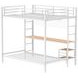 Bettoni White and Brown Full Over Twin Workstation Bunk Bed