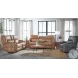 Hudson Oasis Butternut Leather Power Reclining Console Loveseat with Power Headrest and Lumbar