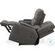 Hudson Coal Leather Triple Power Reclining Sofa with Bluetooth Speakers and Drop Down Table