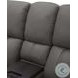 Hudson Coal Leather Triple Power Reclining Console Loveseat with Bluetooth Speakers and Cooler
