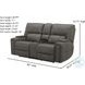 Hudson Coal Leather Triple Power Reclining Console Loveseat with Bluetooth Speakers and Cooler