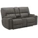 Hudson Coal Leather Power Reclining Console Loveseat with Power Headrest and Lumbar