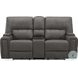 Hudson Coal Leather Triple Power Reclining Console Loveseat with Bluetooth Speakers and Cooler