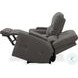 Hudson Coal Leather Triple Power Reclining Console Loveseat with Bluetooth Speakers and Cooler