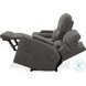 Hudson Coal Leather Triple Power Reclining Console Loveseat with Bluetooth Speakers and Cooler