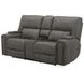 Hudson Coal Leather Power Reclining Console Loveseat with Power Headrest and Lumbar