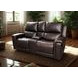 Burton Reno Walnut Leather Power Reclining Console Loveseat with Power Headrest and Lumbar