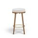 Oodle Cream and Light Walnut Performance Vegan Mohair Upholstered Bar Stool